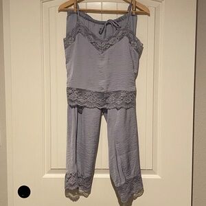 In Bloom by Jonquil Women's Layla Lace Trim Pajama set in Sterling, size S/P.